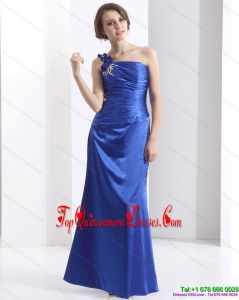 Gorgeous New Style One Shoulder 2015 Prom Dress with Ruching and Beading