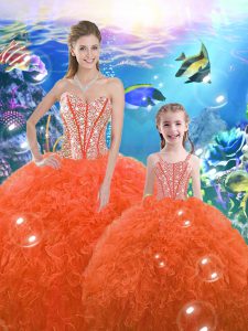 Sleeveless Beading and Ruffles Lace Up Sweet 16 Dresses