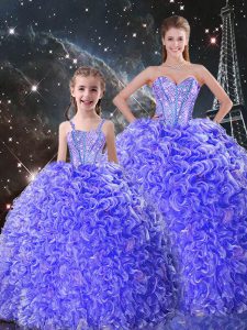 New Style Ball Gowns Quinceanera Dress Purple Sweetheart Organza Sleeveless Floor Length Lace Up