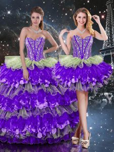 Comfortable Multi-color Sleeveless Beading and Ruffles and Ruffled Layers Floor Length Sweet 16 Dresses
