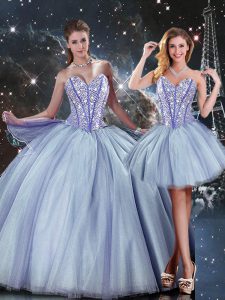 Best Blue Lace Up Sweetheart Beading Quinceanera Dresses Tulle Sleeveless