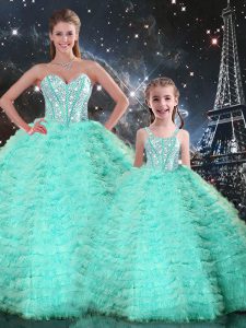 Floor Length Ball Gowns Sleeveless Apple Green Sweet 16 Dress Lace Up