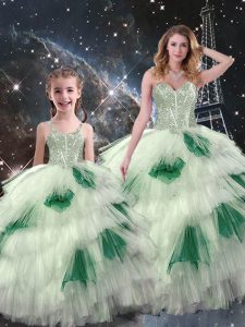 Multi-color Sleeveless Organza Lace Up 15 Quinceanera Dress for Military Ball and Sweet 16 and Quinceanera