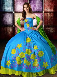 Super Floor Length Lace Up Quinceanera Dresses Multi-color for Military Ball and Sweet 16 and Quinceanera with Embroidery