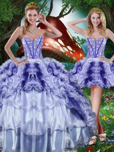 Floor Length Multi-color 15th Birthday Dress Sweetheart Sleeveless Lace Up