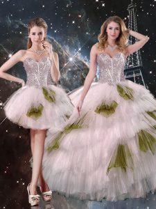 Extravagant Sweetheart Sleeveless Lace Up Vestidos de Quinceanera Champagne Tulle