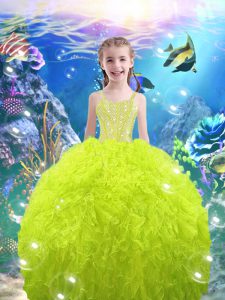 Top Selling Sleeveless Organza Lace Up Little Girl Pageant Gowns for Quinceanera and Wedding Party