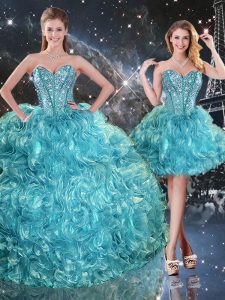 Exceptional Sweetheart Sleeveless Organza Sweet 16 Quinceanera Dress Beading and Ruffles Lace Up