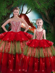 Sleeveless Beading and Ruffled Layers Lace Up 15 Quinceanera Dress