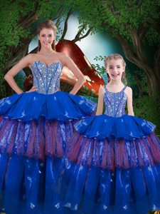Organza Sleeveless Floor Length Quinceanera Dress and Beading and Ruffled Layers
