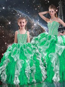 Luxurious Multi-color Sweetheart Neckline Beading and Ruffles Quinceanera Dresses Sleeveless Lace Up