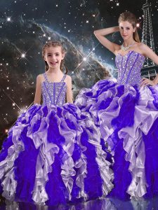 Ball Gowns Ball Gown Prom Dress Multi-color Sweetheart Organza Sleeveless Floor Length Lace Up
