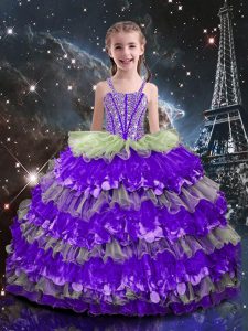 Multi-color Sleeveless Organza Lace Up Kids Formal Wear for Quinceanera and Wedding Party