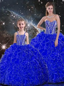 Floor Length Ball Gowns Sleeveless Royal Blue Quinceanera Dress Lace Up