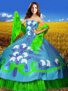 Discount Multi-color Sweetheart Lace Up Embroidery Quinceanera Dress Sleeveless