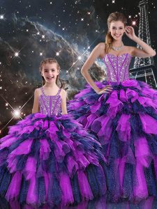 Fantastic Beading and Ruffles and Ruffled Layers Quinceanera Gowns Multi-color Lace Up Sleeveless Floor Length