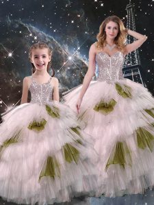 Multi-color Sleeveless Beading and Ruffled Layers Floor Length Quinceanera Gowns
