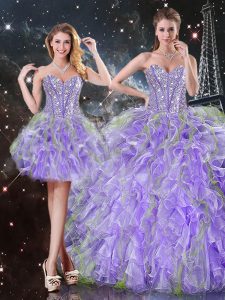 Floor Length Lavender Sweet 16 Dress Sweetheart Sleeveless Lace Up
