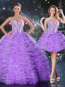 Shining Organza Sleeveless Floor Length Sweet 16 Quinceanera Dress and Beading and Ruffled Layers