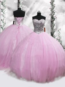 Smart Lilac Sweet 16 Quinceanera Dress Sweetheart Sleeveless Brush Train Lace Up