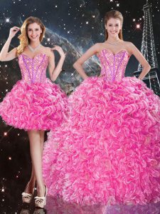 Sleeveless Beading and Ruffles Lace Up Ball Gown Prom Dress