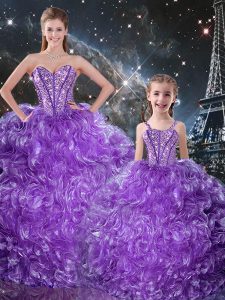 Sweetheart Sleeveless Lace Up Ball Gown Prom Dress Eggplant Purple Organza