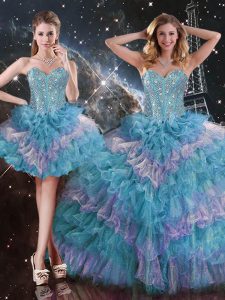 Floor Length Multi-color 15 Quinceanera Dress Sweetheart Sleeveless Lace Up