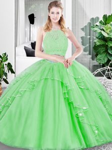 Floor Length Quinceanera Dress Scoop Sleeveless Zipper