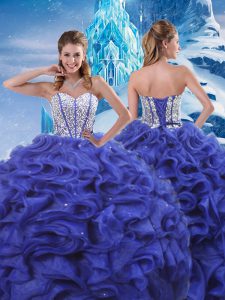 Sexy Sleeveless Lace Up Floor Length Beading and Ruffles Vestidos de Quinceanera