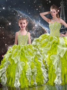 Attractive Organza Sleeveless Floor Length Quinceanera Gown and Beading and Ruffles