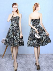 Elegant Multi-color Printed Zipper Sweetheart Sleeveless Knee Length Dama Dress Pattern
