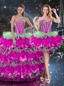 Multi-color Sleeveless Organza Lace Up Quinceanera Dress for Military Ball and Sweet 16
