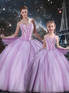 Floor Length Ball Gowns Sleeveless Lavender Ball Gown Prom Dress Lace Up