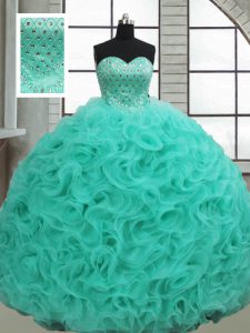 Best Selling Sleeveless Brush Train Lace Up Beading Quinceanera Dress