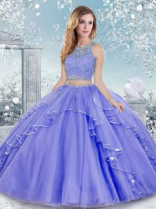 Latest Lavender Clasp Handle Sweet 16 Quinceanera Dress Beading and Lace Sleeveless Floor Length