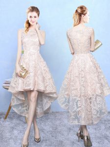 Sleeveless Zipper High Low Lace Damas Dress
