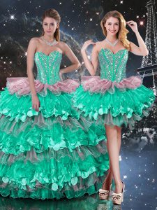 Amazing Floor Length Multi-color Vestidos de Quinceanera Sweetheart Sleeveless Lace Up