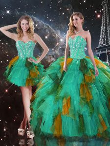 Noble Sweetheart Sleeveless Tulle Sweet 16 Quinceanera Dress Ruffles Lace Up