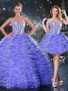 Spectacular Purple Lace Up Ball Gown Prom Dress Embroidery Sleeveless Floor Length