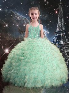 Sleeveless Beading and Ruffles Lace Up Little Girl Pageant Dress
