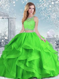 Dynamic Scoop Neckline Beading and Ruffles Sweet 16 Quinceanera Dress Sleeveless Clasp Handle