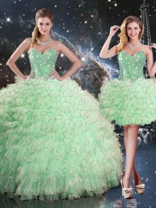 Best Sleeveless Beading and Ruffles Lace Up Sweet 16 Quinceanera Dress