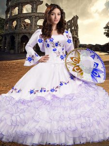 Floor Length Ball Gowns Long Sleeves Royal Blue Sweet 16 Dress Lace Up