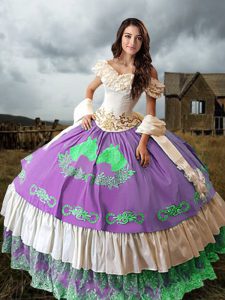 Multi-color Sleeveless Taffeta Brush Train Lace Up Quinceanera Dress for Military Ball and Sweet 16 and Quinceanera