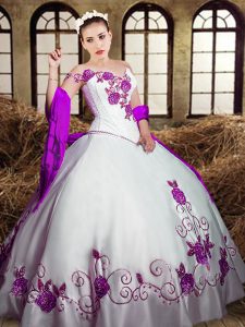 Elegant Ball Gowns Sweet 16 Dress White Sweetheart Taffeta Sleeveless Floor Length Lace Up