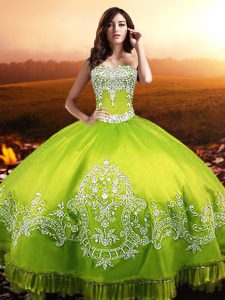 Fashion Floor Length Yellow Green Quinceanera Dresses Sweetheart Sleeveless Lace Up