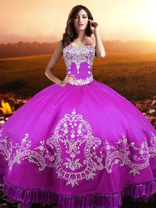 Edgy Beading and Appliques 15 Quinceanera Dress Fuchsia Lace Up Sleeveless Floor Length