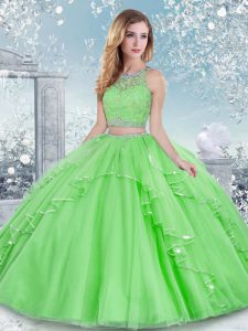 Clasp Handle Quinceanera Gown Beading and Lace Sleeveless Floor Length