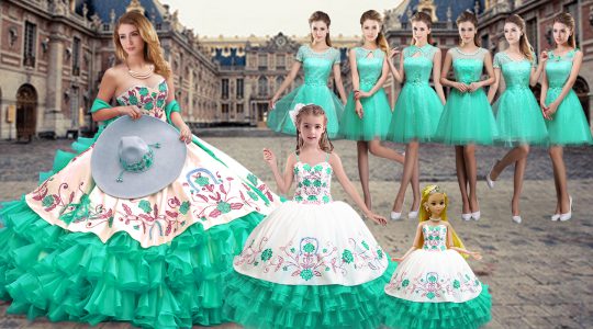 Ball Gowns Sweet 16 Dress Turquoise Sweetheart Organza Sleeveless Floor Length Lace Up