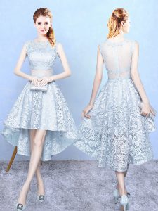 Best Selling Sleeveless Zipper High Low Lace Court Dresses for Sweet 16